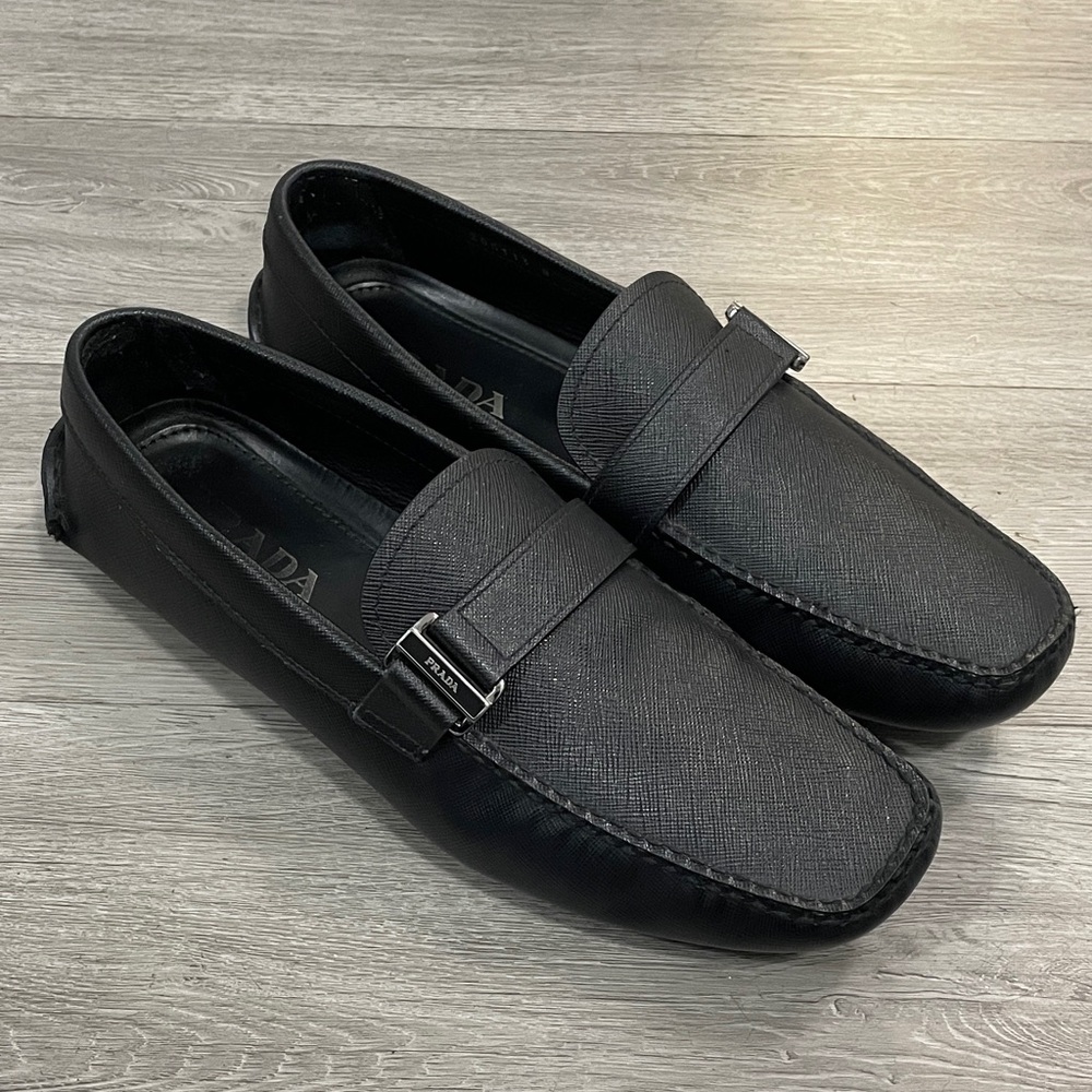 Prada Saffiano Logo Loafers size 8